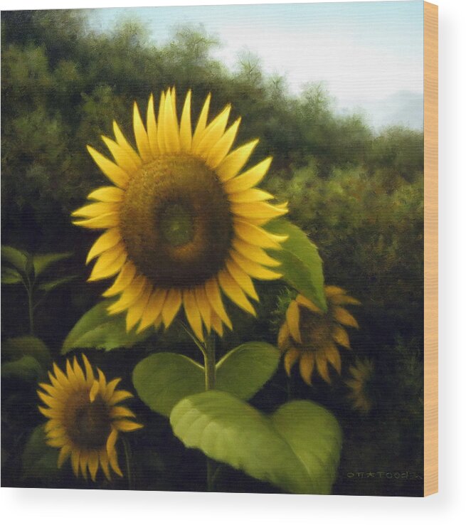 Sunflowers Wood Print featuring the painting Sunflower 7 by Yoo Choong Yeul