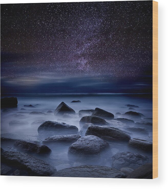 Night Wood Print featuring the photograph Where dreams begin by Jorge Maia
