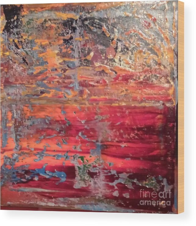 Abstract Wood Print featuring the painting Abstract Series The Journey #1 by Sherry Harradence