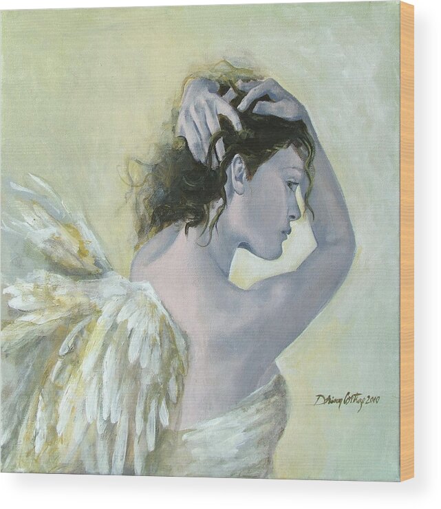 Fantasy Wood Print featuring the painting Angel  #2 by Dorina Costras