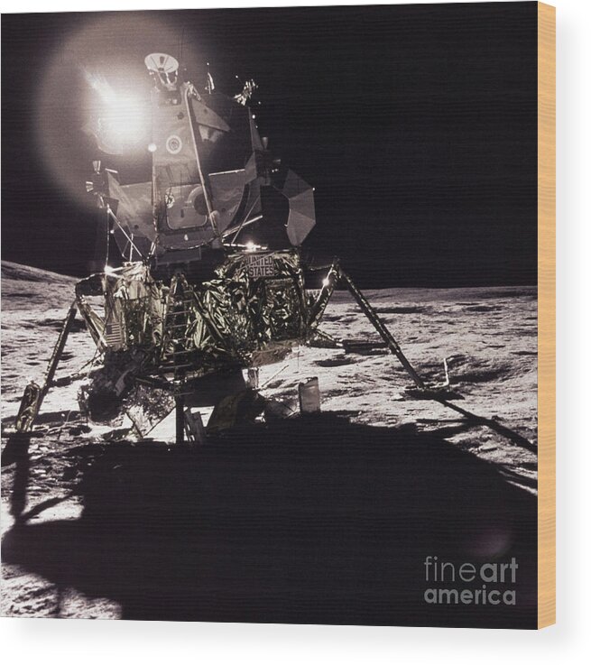 Transport Wood Print featuring the photograph Apollo 17 Moon Landing #1 by Science Source