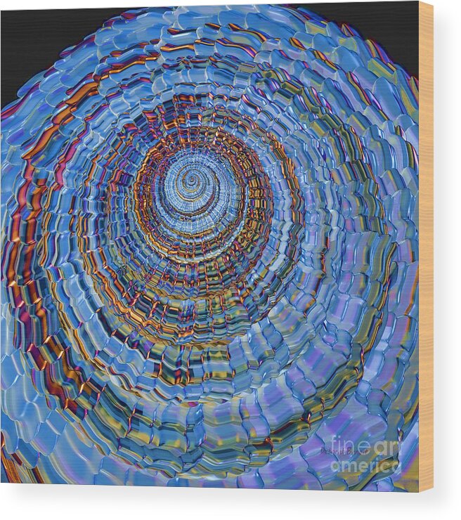 Spiral Wood Print featuring the digital art Blue World #1 by Deborah Benoit