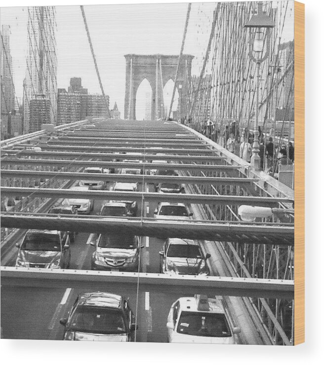 Nyc Wood Print featuring the photograph Brooklyn Br #nyc #blackandwhite #1 by Christopher M Moll