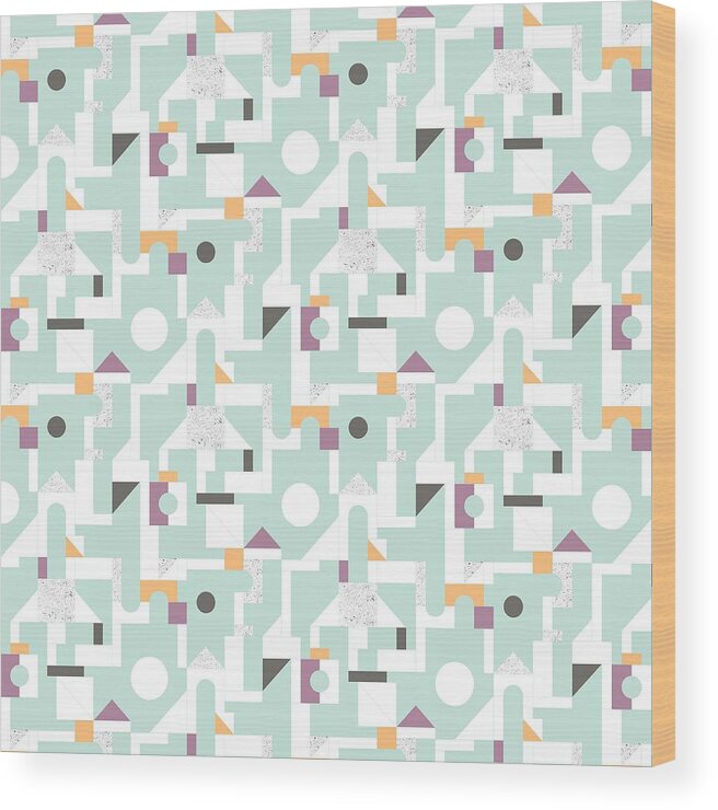 Pattern Wood Print featuring the painting Building Blocks by Laurence Lavallee