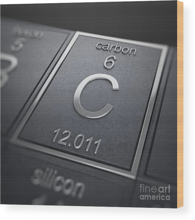 Carbon Wood Print featuring the photograph Carbon Chemical Element #1 by Science Picture Co