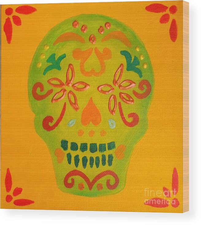 Skull Wood Print featuring the painting Carpe Diem Series #1 by Janet McDonald
