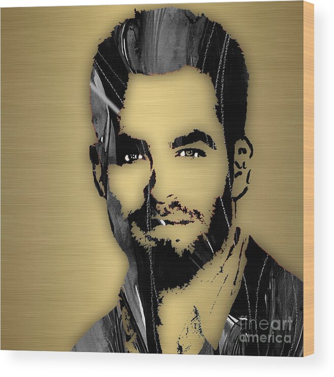 Chris Pine Wood Print featuring the mixed media Chris Pine Collection #1 by Marvin Blaine
