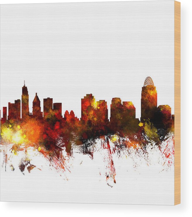 United States Wood Print featuring the photograph Cincinnati Ohio Skyline by Michael Tompsett