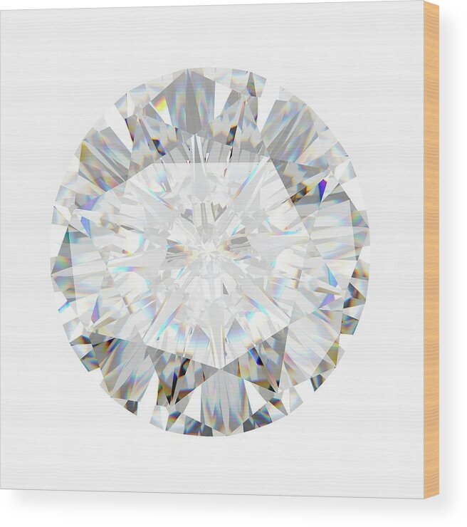 Artwork Wood Print featuring the photograph Diamond On White Background by Sebastian Kaulitzki