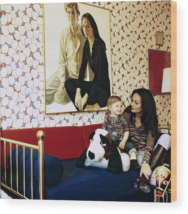 1970s Style Wood Print featuring the photograph Diane Von Furstenberg With Her Son #1 by Horst P. Horst