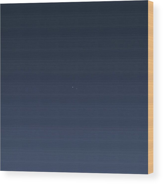 Astronomy Wood Print featuring the photograph Earth And Moon From Saturn #1 by Nasa