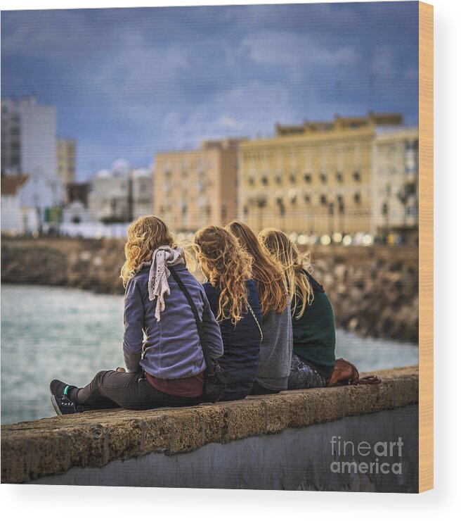 Andalucia Wood Print featuring the photograph Foreign Students Cadiz Spain #1 by Pablo Avanzini
