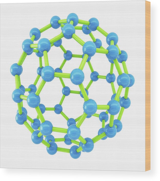 Allotrope Wood Print featuring the photograph Fullerene Molecule #1 by Maurizio De Angelis/science Photo Library