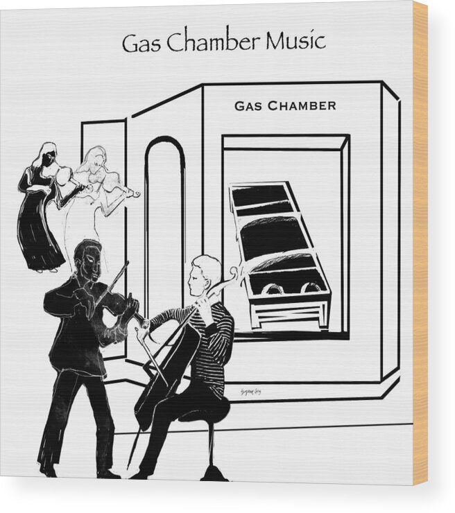 Cartoon Wood Print featuring the painting Gas Chamber Music 2 #1 by Suzanne Giuriati Cerny