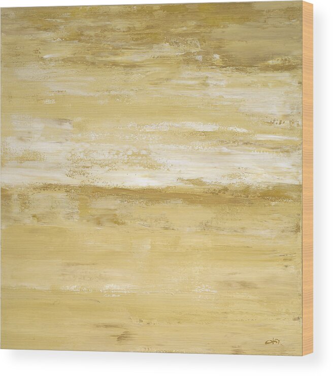 Abstract Wood Print featuring the painting Golden Glow by Tamara Nelson