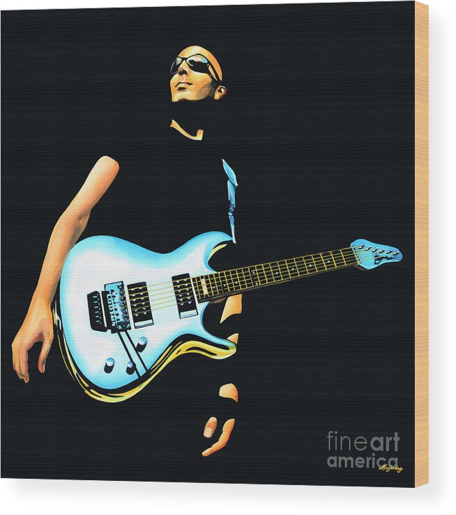 Joe Satriani Wood Print featuring the painting Joe Satriani Painting by Paul Meijering