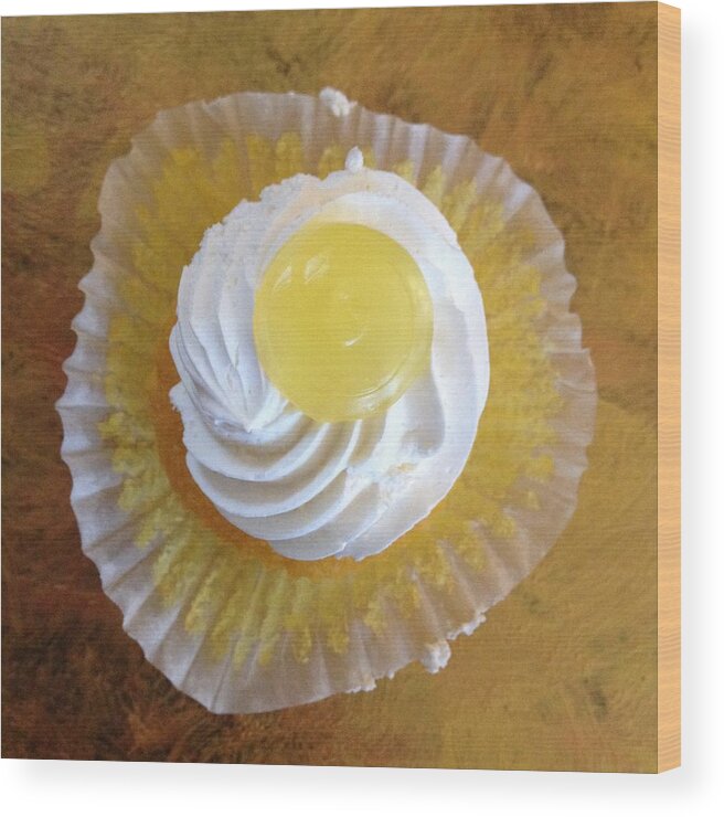 Lemon Wood Print featuring the photograph Lemon Cupcake #1 by Shannon Grissom