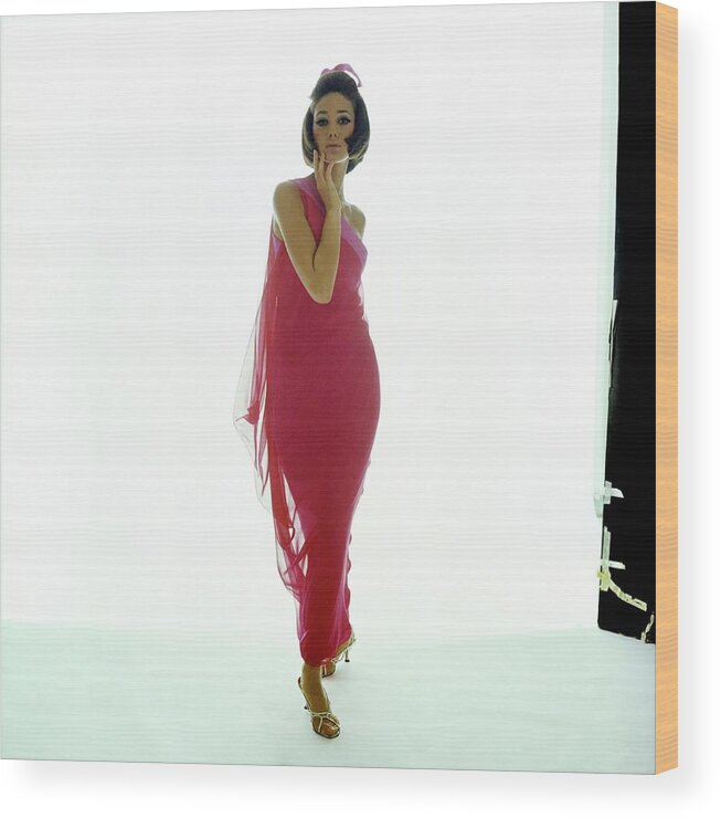 Fashion Wood Print featuring the photograph Marisa Berenson Wearing Bill Blass #1 by Bert Stern