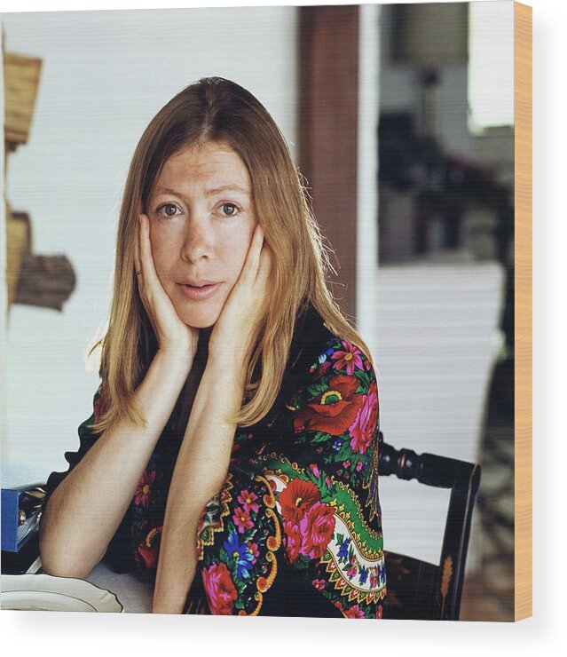 Lifestyle Wood Print featuring the photograph Portrait Of Joan Didion by Henry Clarke