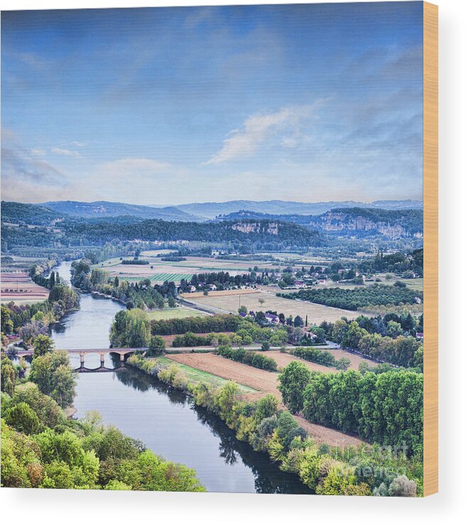 Aquitaine Wood Print featuring the photograph River Dordogne from Domme Aquitaine France #1 by Colin and Linda McKie