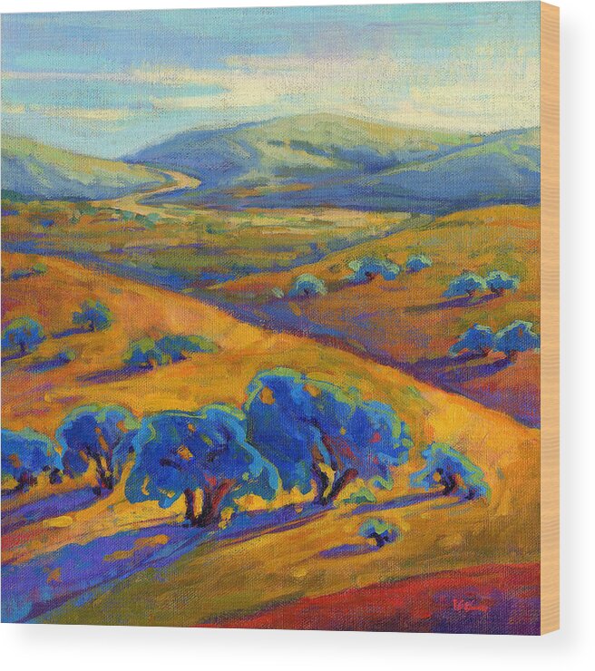 Konnie Wood Print featuring the painting Rolling Hills 1 by Konnie Kim