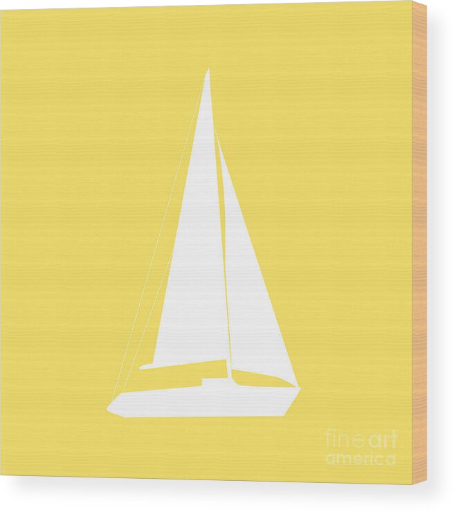 Graphic Art Wood Print featuring the photograph Sailboat in Yellow and White #1 by Jackie Farnsworth