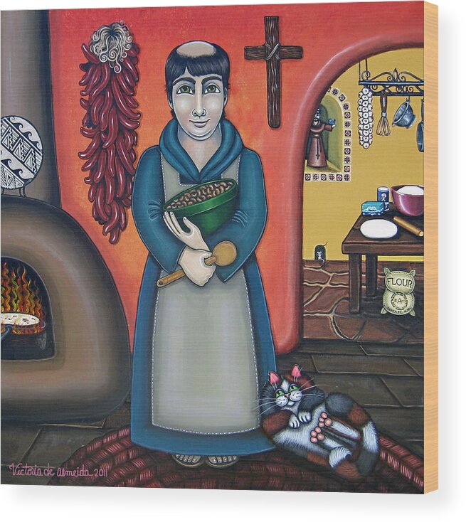 San Pascual Wood Print featuring the painting San Pascuals Kitchen by Victoria De Almeida