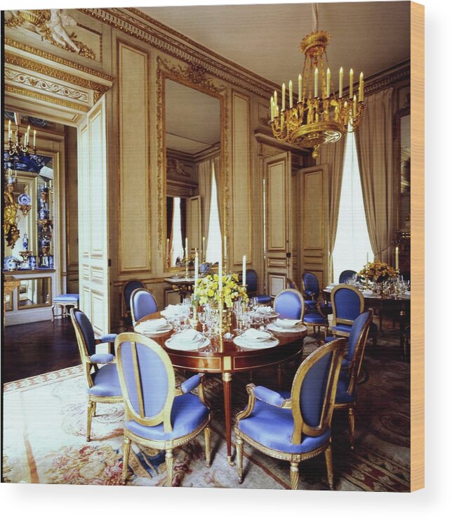 1970s Style Wood Print featuring the photograph Schlumberger's Dining Room #1 by Horst P. Horst