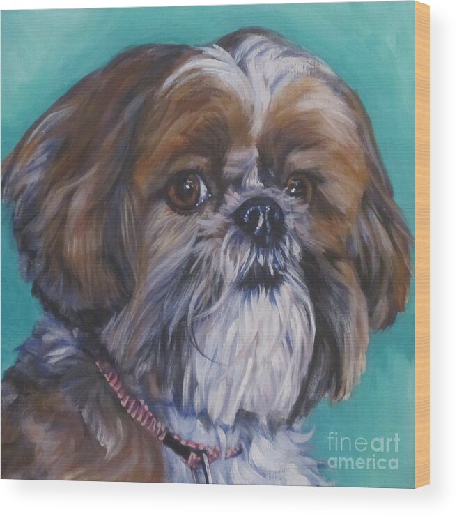 Shih Tzu Wood Print featuring the painting Shih Tzu #2 by Lee Ann Shepard