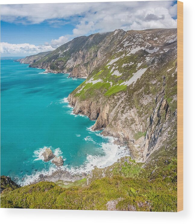 Ireland Wood Print featuring the photograph Slieve League in Donegal Ireland #1 by Pierre Leclerc Photography