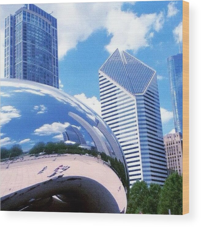 Buildings Wood Print featuring the photograph The Bean! #1 by Nick S