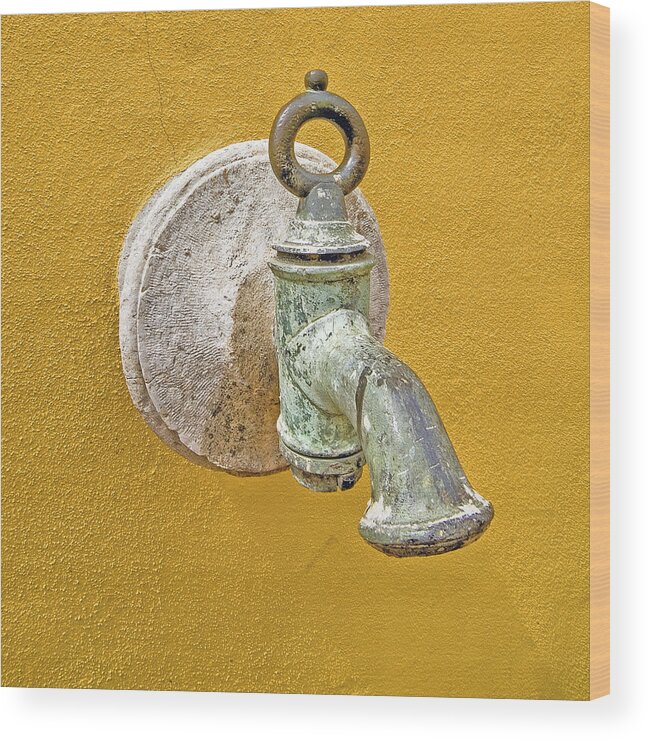 Barcarena Wood Print featuring the photograph Worn Brass Spigot of Medieval Europe #1 by David Letts