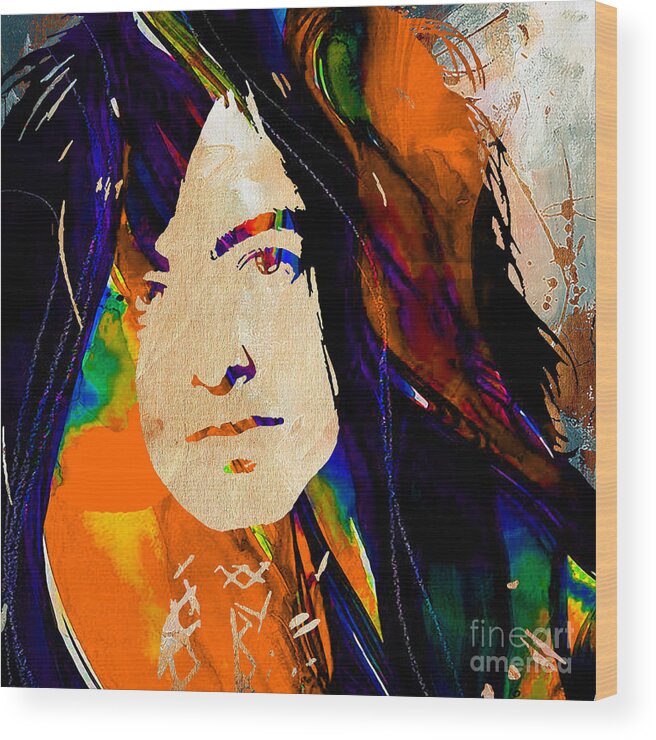 Jimmy Page Wood Print featuring the mixed media Jimmy Page Collection #11 by Marvin Blaine