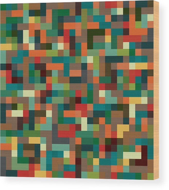 Abstract Wood Print featuring the digital art Pixel Art #11 by Mike Taylor