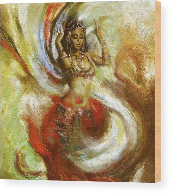 Belly Dancer Wood Print featuring the painting Abstract Belly Dancer 15 by Corporate Art Task Force