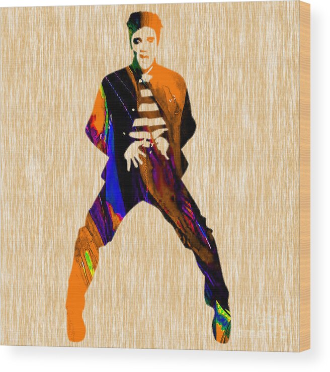 Elvis Art Wood Print featuring the mixed media Elvis Presley #4 by Marvin Blaine