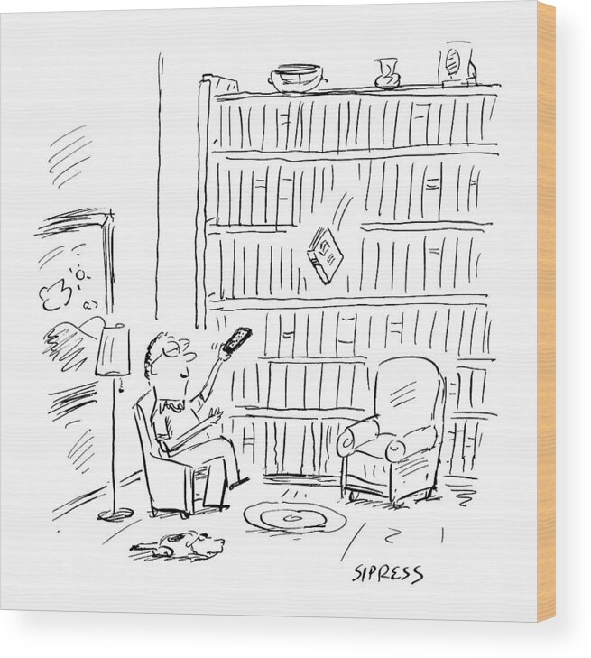 Books - General Wood Print featuring the drawing New Yorker July 3rd, 2000 by David Sipress