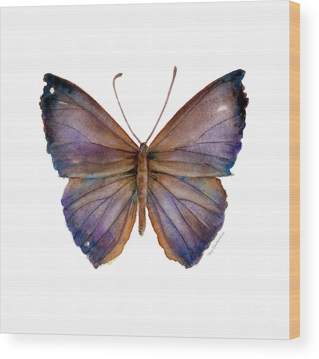 Purple Wood Print featuring the painting 18 Purple Pandemos Butterfly by Amy Kirkpatrick