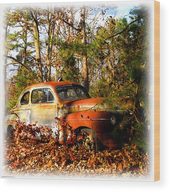 Antique Cars Wood Print featuring the digital art 1940s Rustmobile by K Scott Teeters