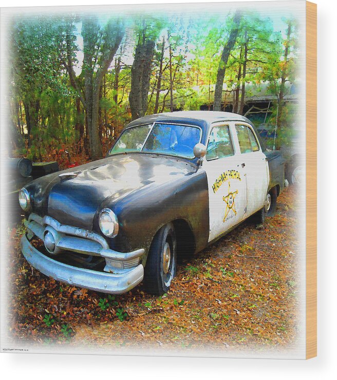 Old Cop Cars Wood Print featuring the digital art 1950 Ford Cop Car by K Scott Teeters