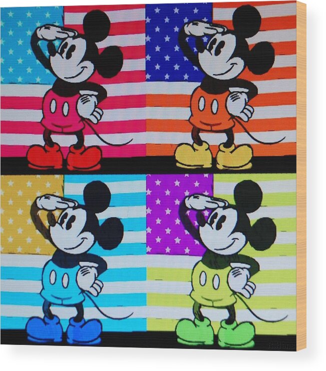 Mickey Mouse Wood Print featuring the photograph American Mickey #2 by Rob Hans