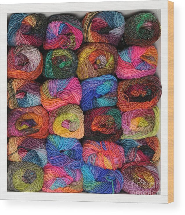 Knitting Wood Print featuring the photograph Colorful knitting yarn #1 by Les Palenik