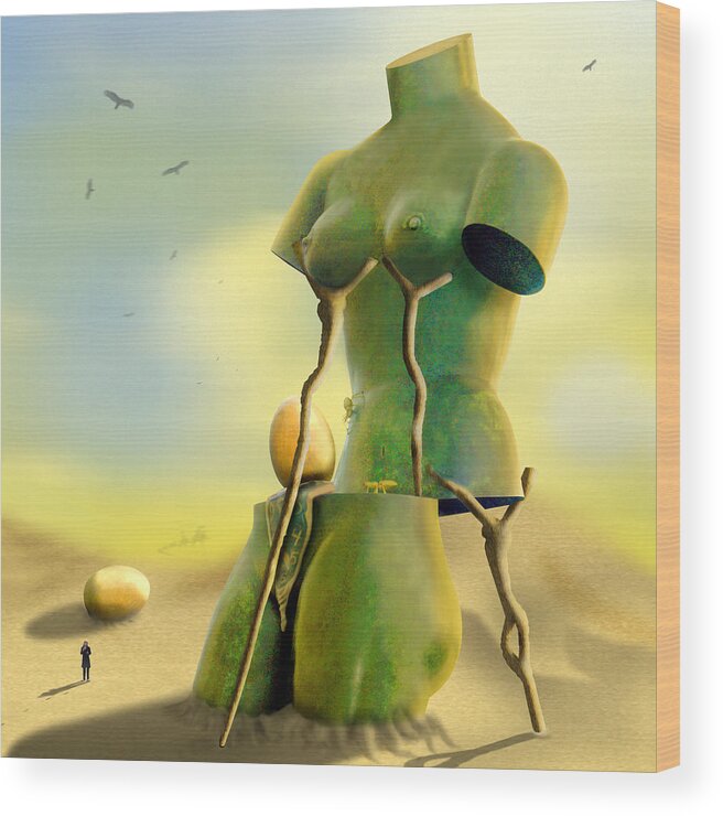 Surrealism Wood Print featuring the photograph Crutches by Mike McGlothlen