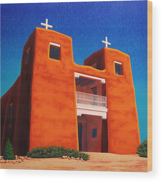 Church Wood Print featuring the painting El Corazon Sagrado by Cheryl Fecht
