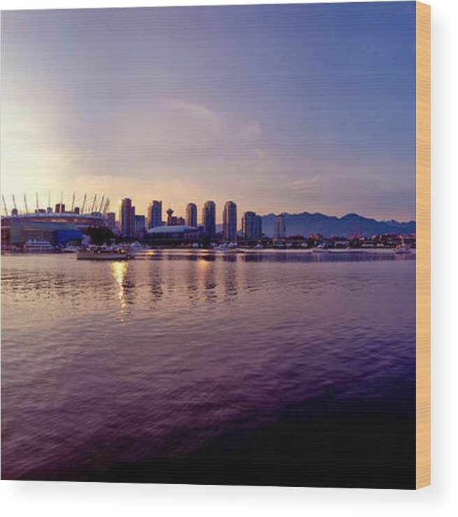 Vancouver Wood Print featuring the photograph False Creek Skyline #2 by Matt Mayer