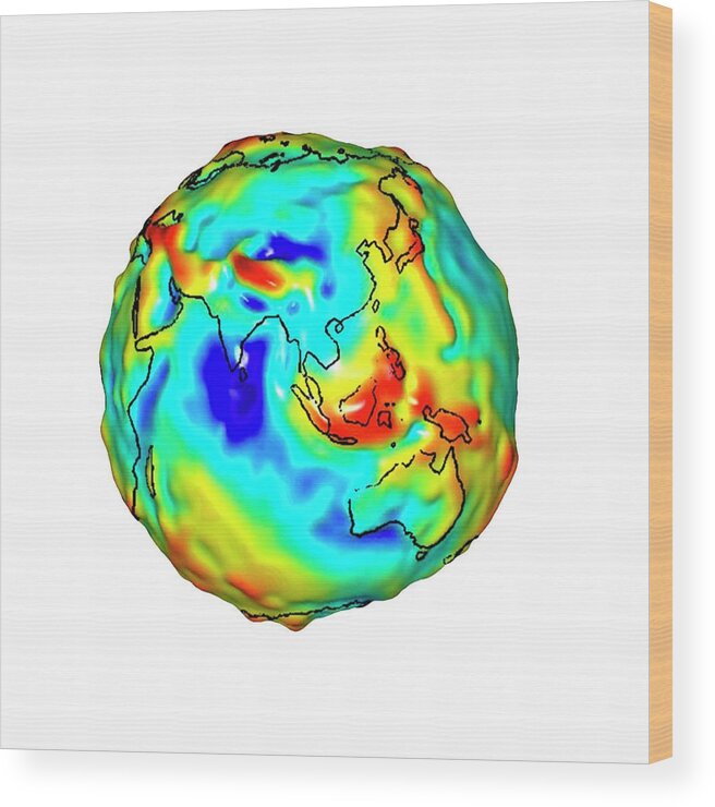 Earth Wood Print featuring the photograph Gravity Map Of Earth #2 by Nasa/jpl/university Of Texas Center For Space Research