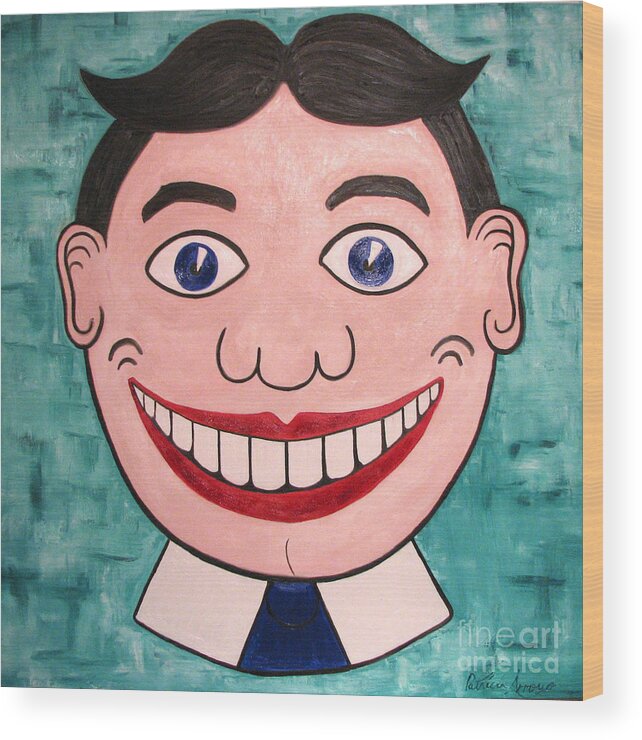Tillie Wood Print featuring the painting Happy Tillie by Patricia Arroyo