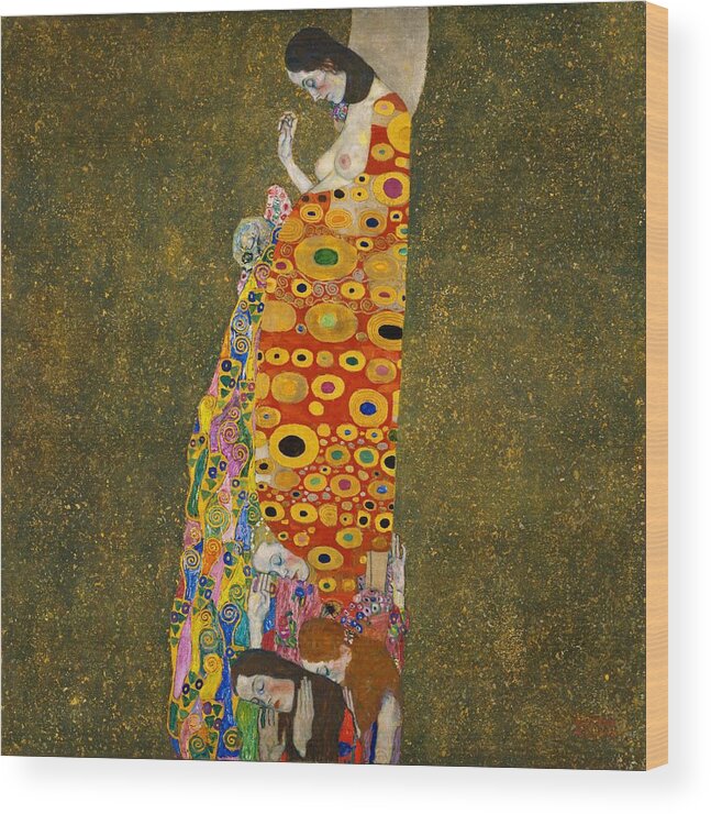Gustav Klimt Wood Print featuring the painting Hope II #2 by Gustav Klimt