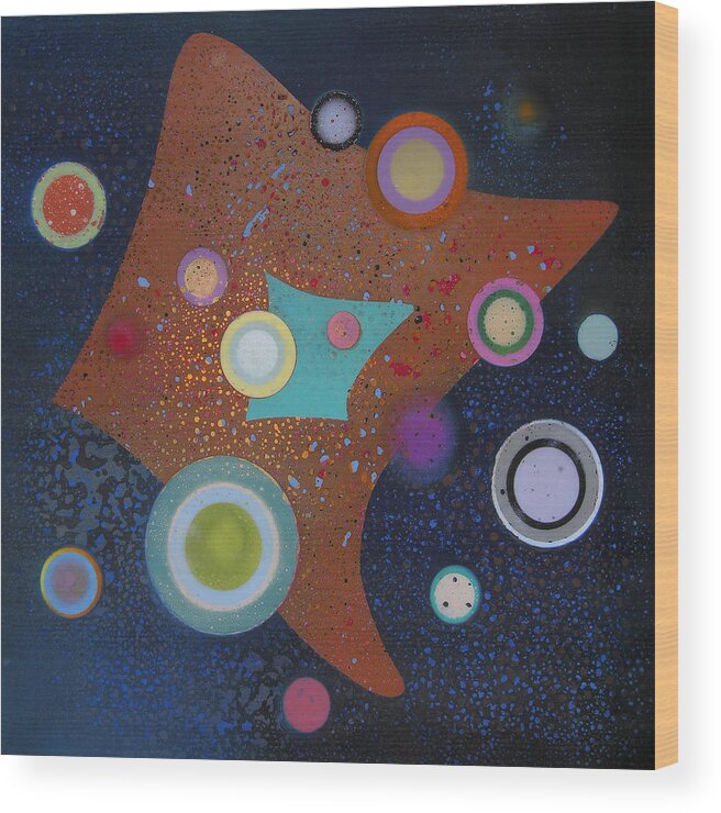 Kandinski Wood Print featuring the painting Kandinsky Attraction #2 by Fred Chuang