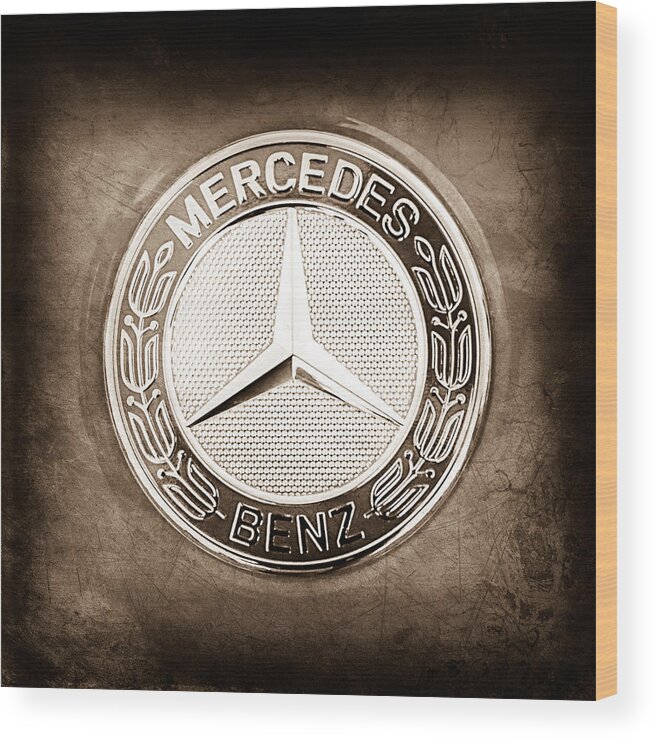 Mercedes-benz 6.3 Amg Gullwing Emblem Wood Print featuring the photograph Mercedes-Benz 6.3 AMG Gullwing Emblem #2 by Jill Reger